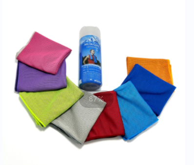Mesh cooling towel with bottle